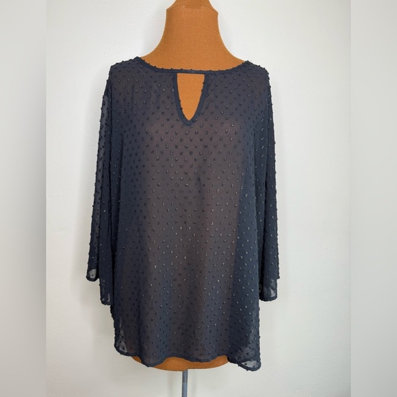 Torrid Textured Bell Sleeve Top Blouse Semi Sheer V Neck Size 2X - Picture 1 of 8